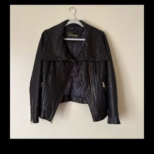 Guess Women's Black Leather Jacket Small